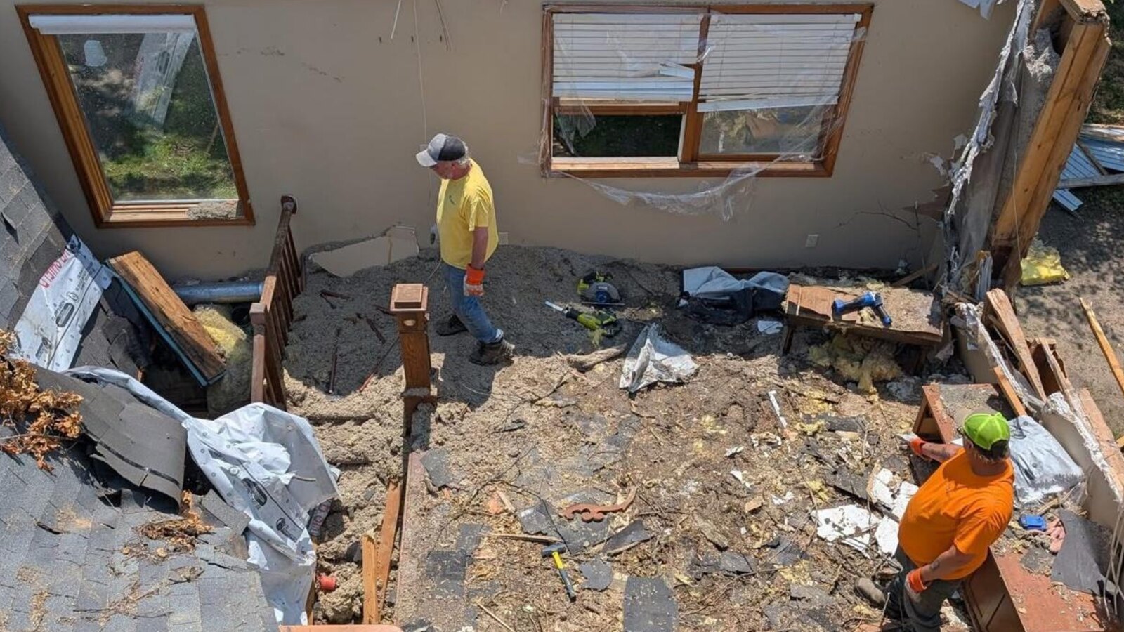 Our crew rebuilding a storm-damaged home in West Michigan